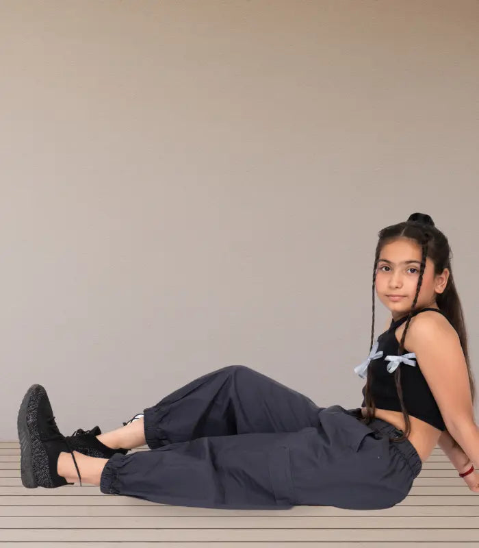 Charcoal Comfort Parachute Pants - 4-5-years