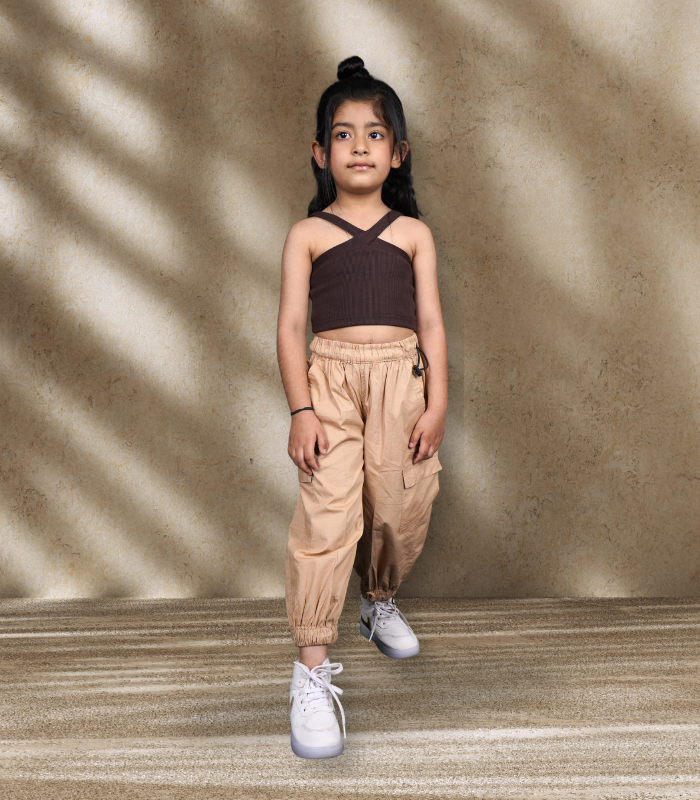 Beige-Desert Sand Parachute Pants