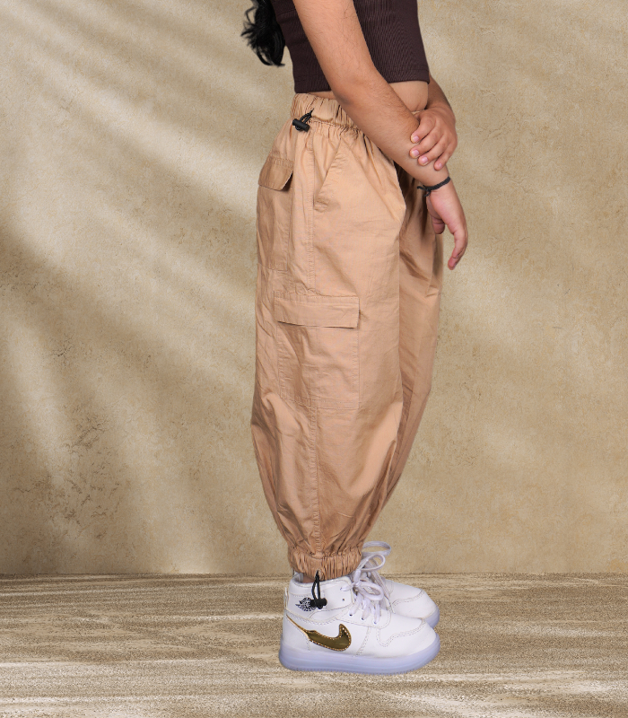 Beige-Desert Sand Parachute Pants